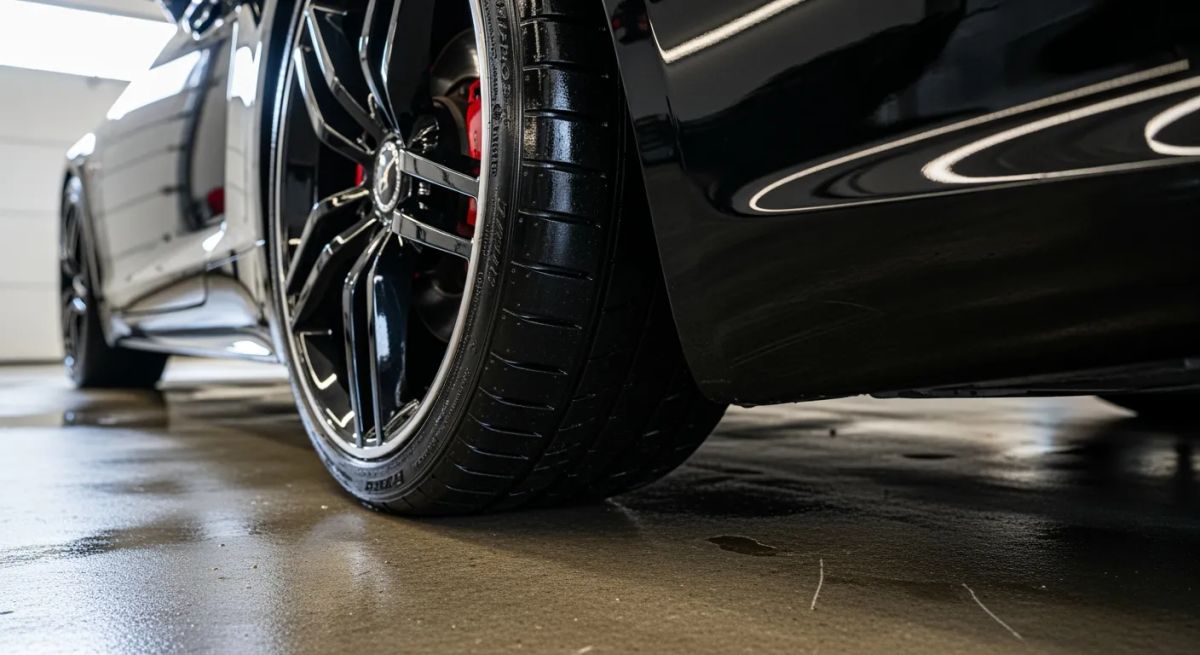 Glossy black vehicle after professional car detailing for a Palmer, Texas customer
